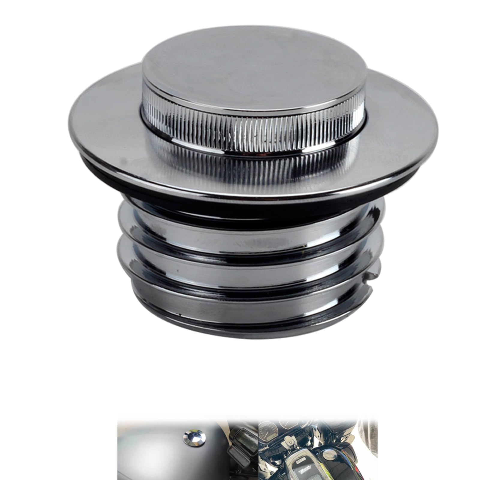 Photo 1 of FVMOTO CNC Pop-up Flush Mount Vented Low-Profile Gas Oil Tank Fuel Cap Compatible with Harley Softail M8 FXBB FXBR FXBRS FXST FXBBS 2018+, Touring Street Glide Road Glide FLHXS FLTRXS 2022+ (Chrome)