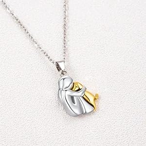 Art Attack Two Tone Dainty I Love My Dog Chain Necklace, Forever In My Heart Pet Lover Puppy Mom Rescue Charm Pendant (Silver & Gold)