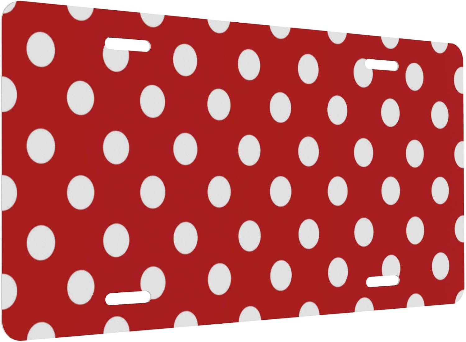Front License Plate for Car Or Truck Red White Polka Dot Decorative License Plate Cover Holder for Women Men Aluminum Accessory Vanity Tags Plates for Door Bar Cafe Auto Decor 6 * 12 in image 3