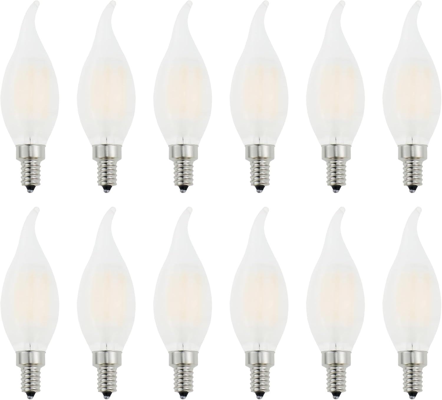 Frosted E12 Candelabra Bulb 60 Watt Dimmable,Flame Bent Tip Shape LED Chandelier Light Bulbs Soft White 3000k,6W B11 E12 LED Bulb for Ceiling Fan,Pendants,6 Pack