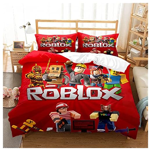 Ste-X Juego De Funda Nórdica Roblox con Fundas De Almohada A Juego 120 Hilos Funda Protectora De Edredón Garantizada Colección De Ropa De Cama Premium ((150x200cm)-Cama de 90,Roblox 01)