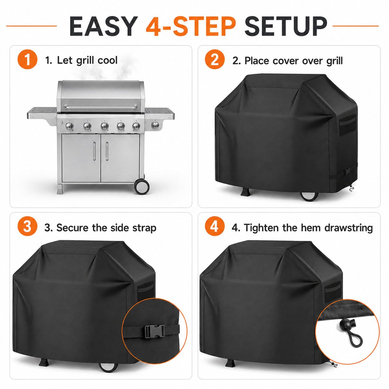 Funda para Barbacoa para Solaire IRBQ-27GXL Cart/Pedestal | 210D Oxford Cubierta BBQ Parrilla | Ventilación con Hebillas y Cordón Ajustable Asas Reforzadas | Impermeable Anti-Viento