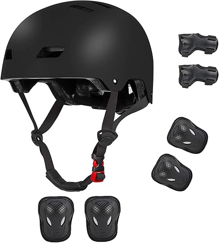 Casco de bicicleta para niños de Banzk, para edades 3-5-8-14+, para niñas y niños, casco con rodilleras, coderas y muñequeras, ventilación,