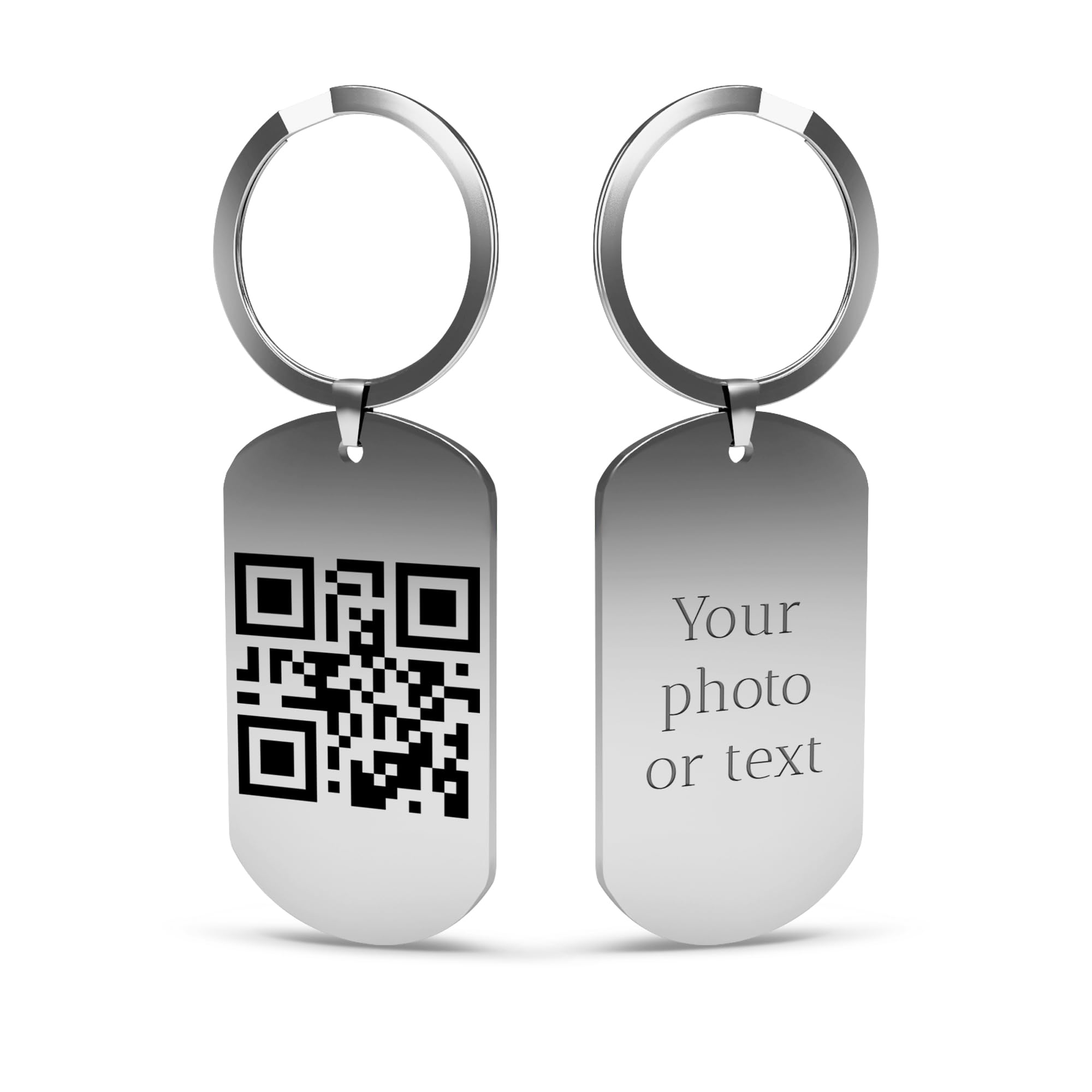 Charmify Engraved Metal Keyring Personalised w/Custom Text – Stainless Steel Keepsake Keychain Gift for Anniversary Birthday Valentines Gifts Christmas – Sentimental Engraved Key Ring (Silver)