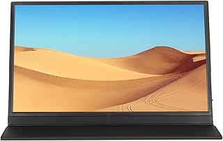 Goshyda 15.6 Inch Portable Monitor, 1920x1080 HD IPS Screen HDMI USB C Port Dual Speakers, Laptop Monitor with PU Leather Case for PS3 4 for XBOX ON (UK Plug)