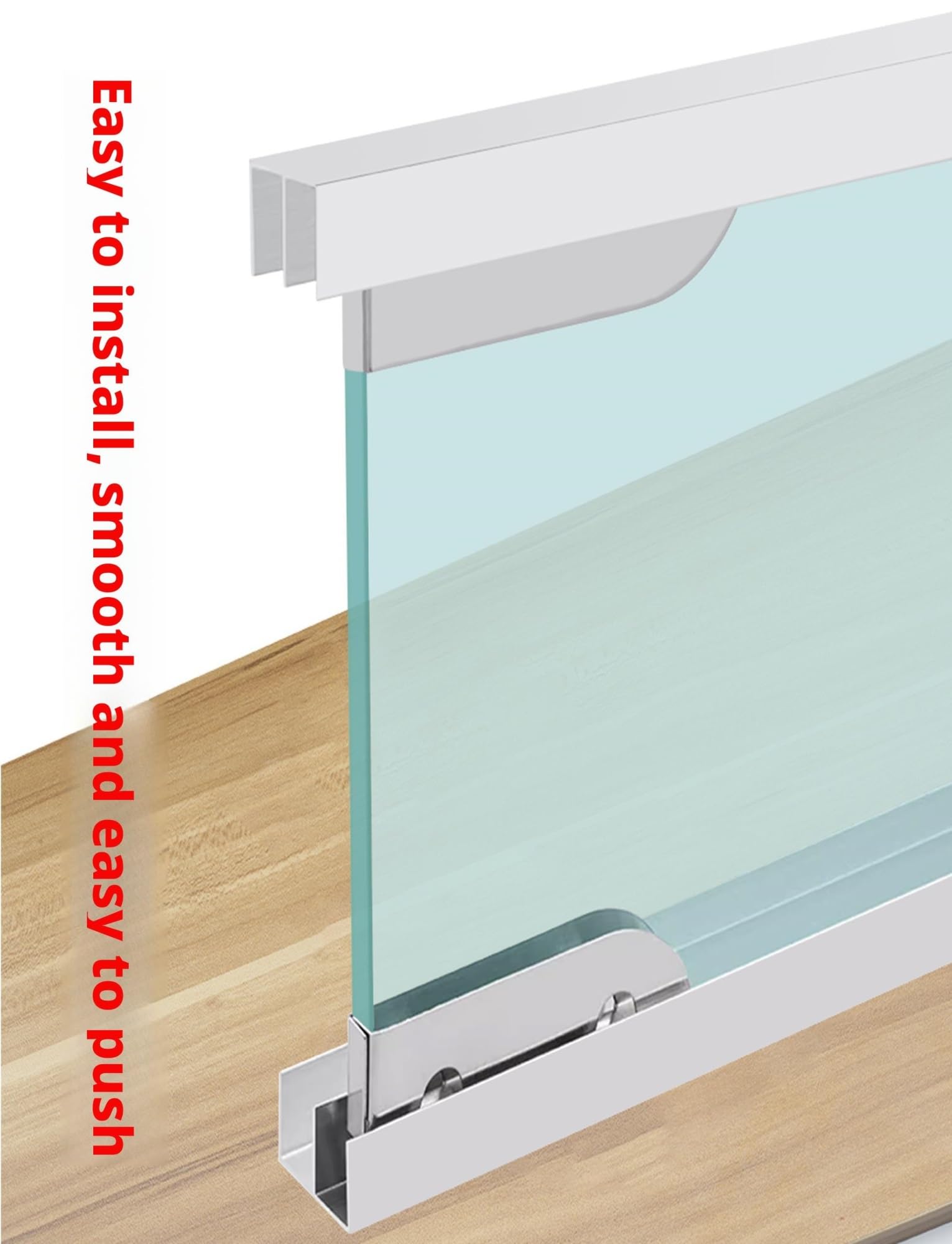 Guías para puertas correderas, Puerta corredera de doble carril con polea for vitrina cristal 3-5 mm, 20-200 cm(100cm)