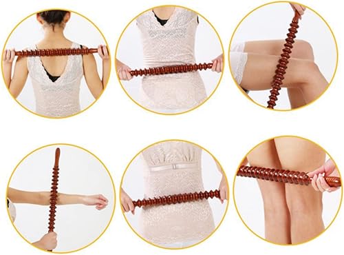 Miniatura 3 de Masaje completo - Varilla de yoga de madera para barra de yoga, masajeador de barra de rueda para espalda, cuello, pierna, cintura para relajación