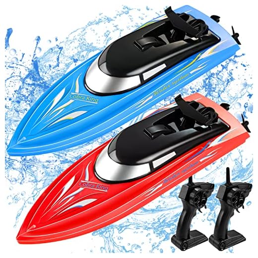 Wemfg Two Pack RC Boat Remote Control Boats for Pools and Lakes, RH701 15km/h High Speed Mini Boat Toys for Kids Boys Girls, Blue+Red