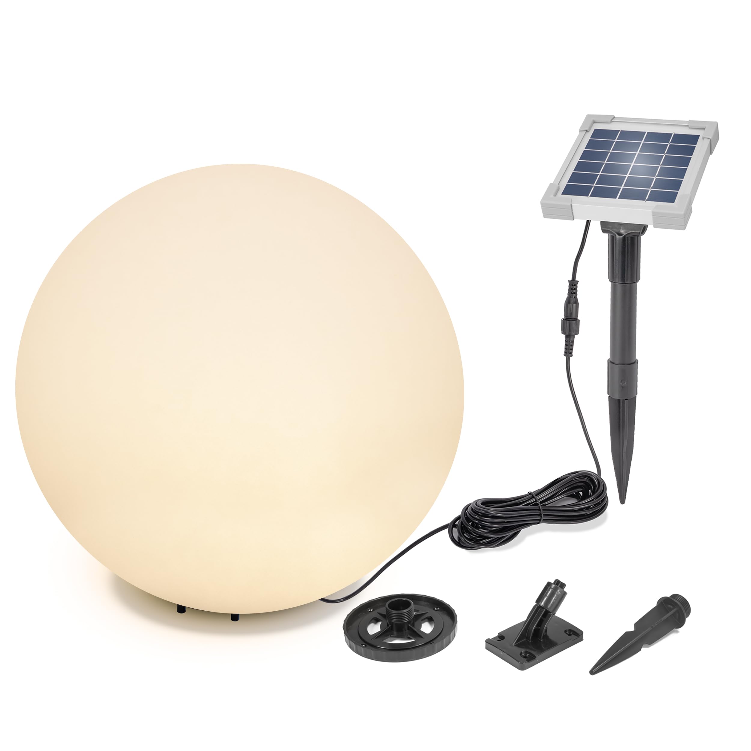 Esotec Solar Deko-Leuchtkugel, 50cm, 9 Leuchtfarben, Dauer oder Wechsellicht, Akku, Solarmodul, Erdspieß, Solarmodul-Wandhalterung, Schraubbefestigung, Solarkugel, winterfest 106112
