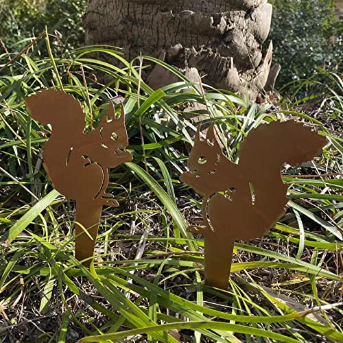 5 Pcs Decoração de jardim de esquilo de metal - Silhueta de animais de jardim de jardim elegante des