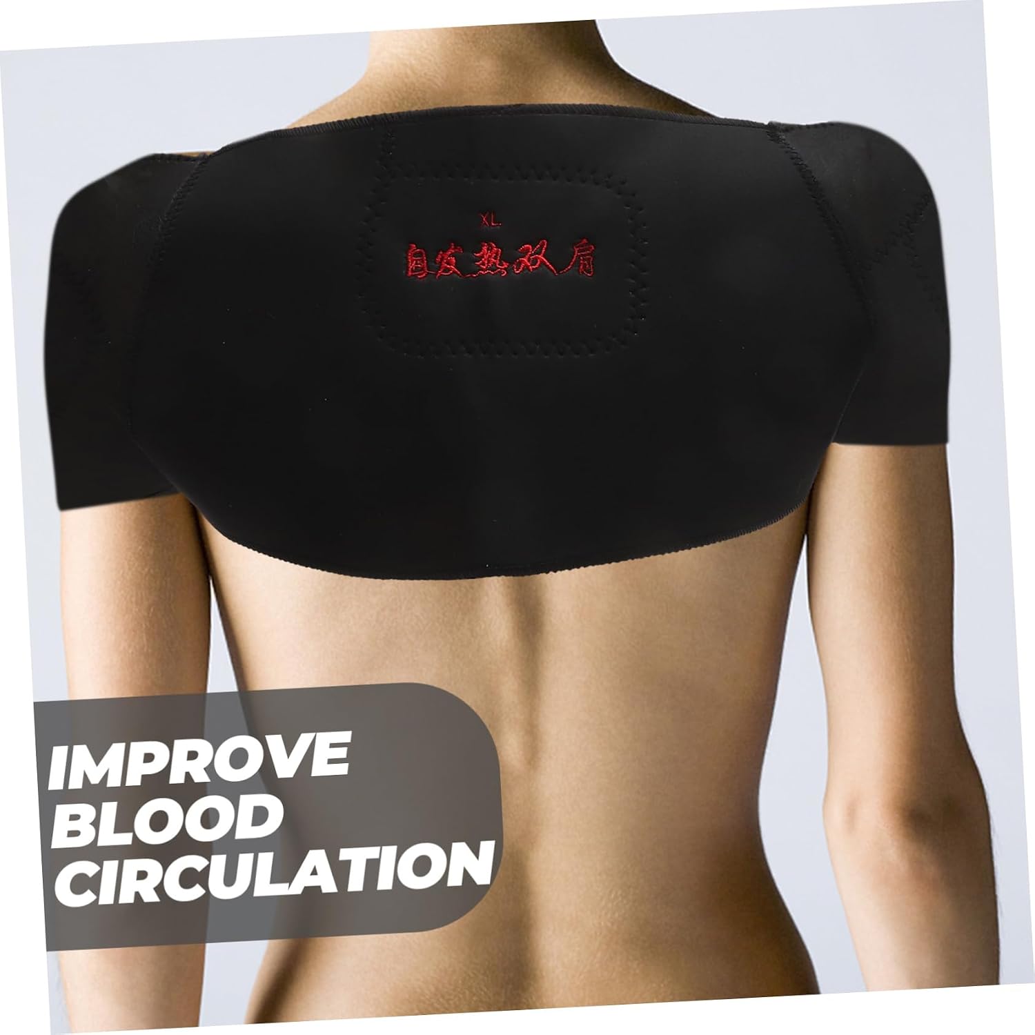 Ipetboom Magnetic Therapy Self-Heating Shoulder Pad Belt for Pain Relief and Support Black Thermal Compression Brace for Men Women for Sports and Recovery