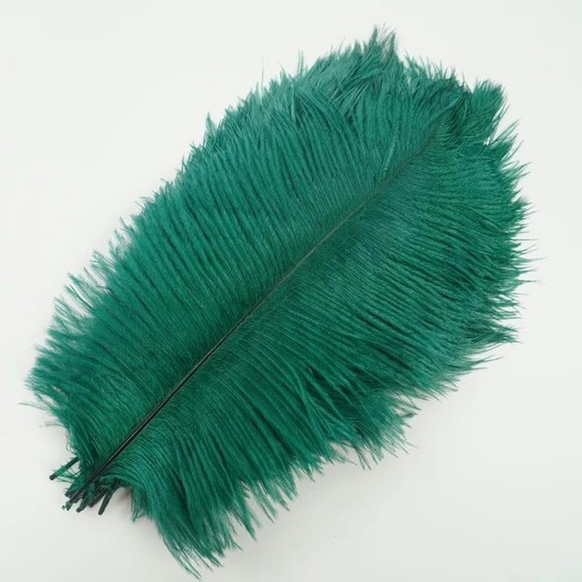 10 Stück farbige Straußenfedern zur Dekoration, weiße Straußenfedern, Tischdekoration, Karneval, Hochzeit, Party-Zubehör, Dekor, Dunkelgrün, 40–45 cm, 16–18 Zoll