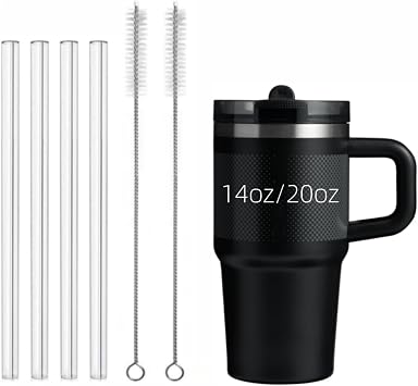 Straw Replacement Fit for Stanley Quencher ProTour Flip Straw Tumbler 14oz/20oz,4Pack Clear Reusable Drinking Straw with Cleaning Brush Compatible with Stanley Quencher ProTour 14oz/20oz Cup