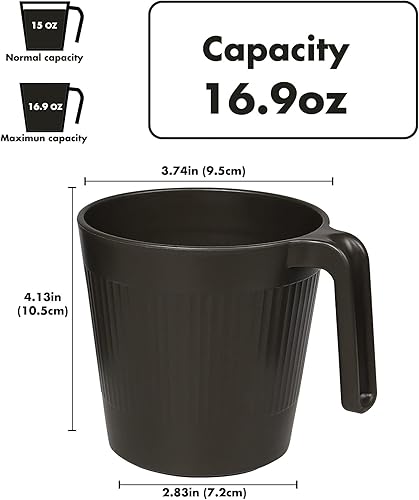 Miniatura 2 de Vasos Acanalados para Beber Tazas de Café Juego de 8, Tazas de Café de Plástico de 16.9 OZ Vasos Irrompibles con Asa, Tazas Reutilizables para