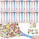 Halloscume 30 Pcs Party Poppers Confetti Shooters Inflatable Confetti Guns Fireworks Confetti Cannon Multicolor Glitter Gun Inflatable Stick for Birthday Bridal Baby Shower Graduation Party Supplies