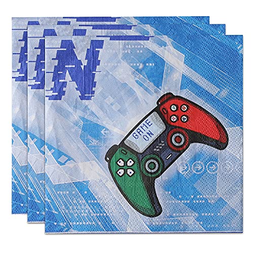 Video Game Party Tableware Set - Gaming Theme Party Supplies For Kids Includes Plates Napkins Cups Knives Forks Spoons Serves 16 Guests #TOP4