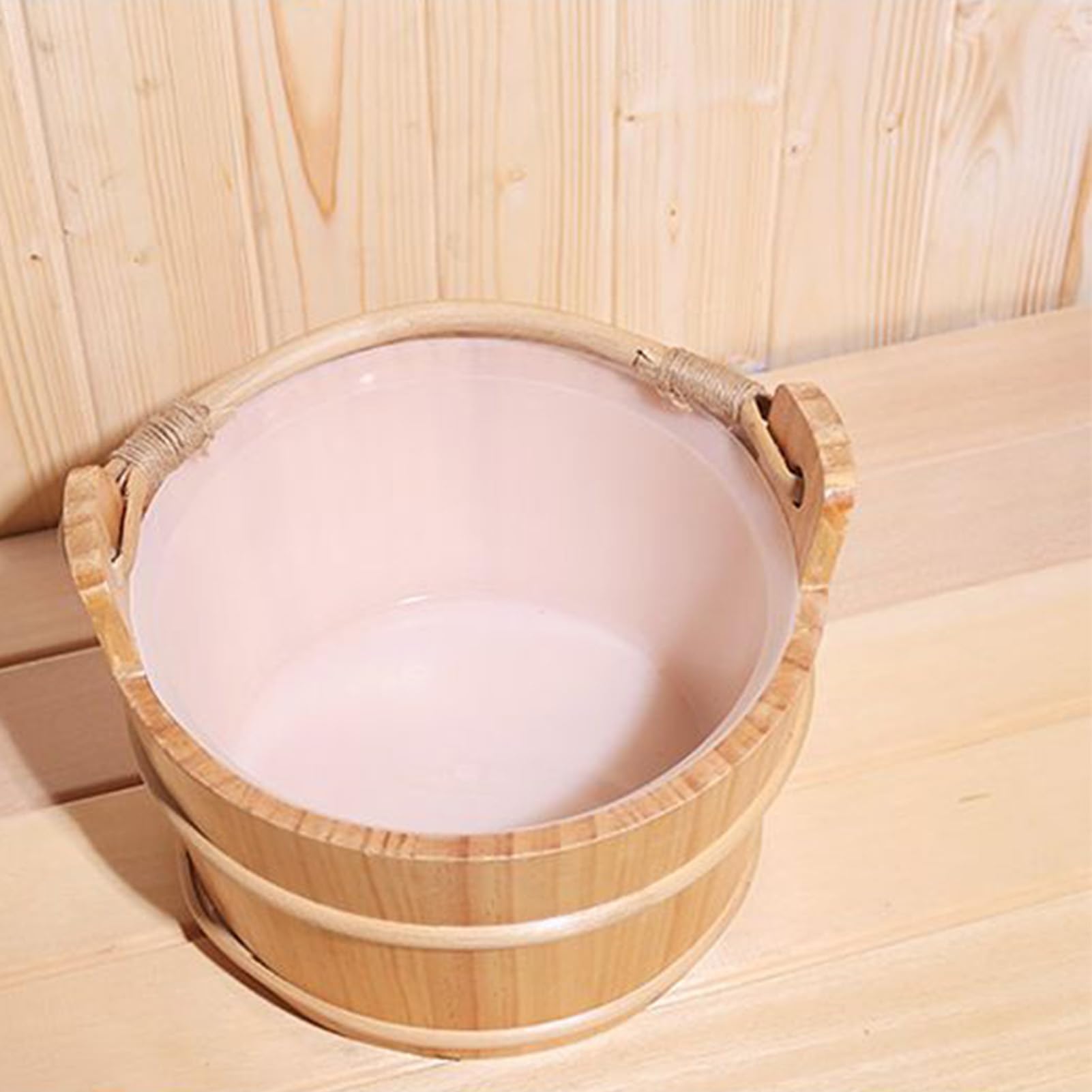 Sauna Bucket, drewniana beczka Ladle, 11,81 x 8,66 x 6,3 Przenośny zestaw akcesoriów do kąpieli, ręczny zestaw narzędzi do spa, prysznic i relaks ciała, postępowanie dresowe, tradycyjne