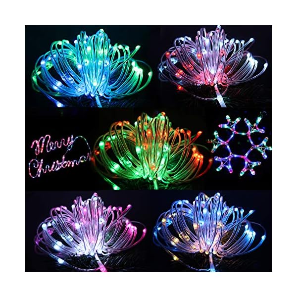 DreiWasser USB Lichtschlauch, 10M 100 LEDs RGB Lichterschlauch Lichterkette Fein Schlauch 8 Modi mit Fernbedienung… – Bild 5