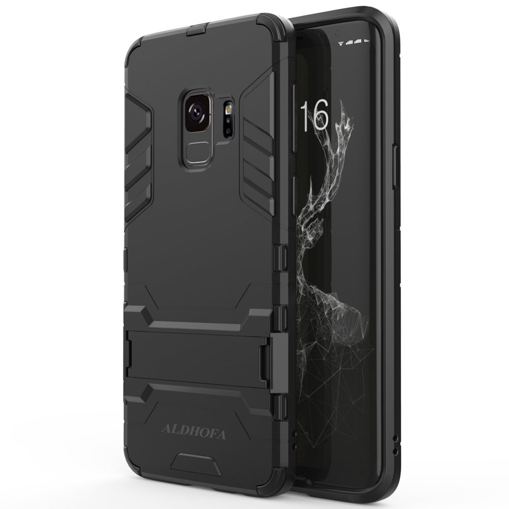 Samsung Galaxy S9 Case,ALDHOFA Slim Armor Shockproof Protective Case Cover With Stand for Samsung Galaxy S9 (Black)