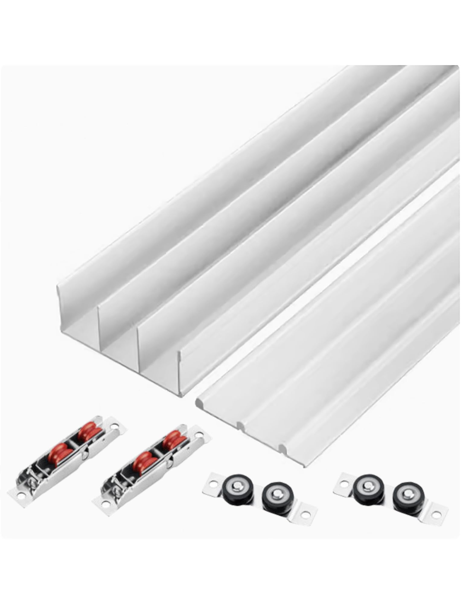 Sliding Door Track Kit, 3 Track No Groove Wardrobe Sliding Rail Program, Aluminum Alloy Track for Cabinet, Partition Door Panels(Milk,110cm/3.6ft) โ image 1