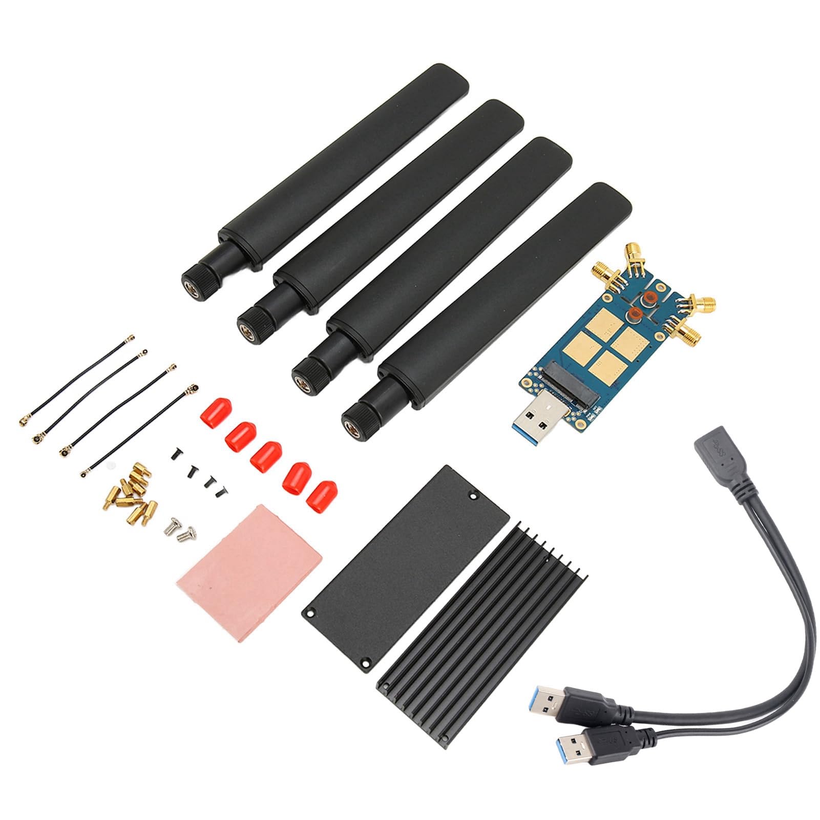 Scheda di Espansione Dongle 5G, Adattatore USB 3.1 a M.2 Key B con 4 Porte Antenna SMA, Dissipatore di Calore e Slot SIM per Quectel SIM82XX RM50XQ, Internet 5G Ad Alta velocità per PC