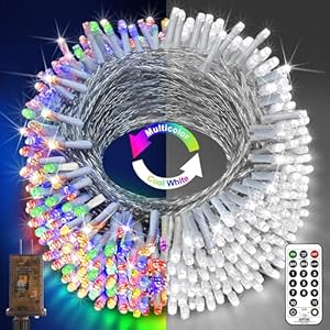 KNONEW 403ft 1000 LED Christmas String Lights Outdoor Color Changing 11 Modes Timer Fairy Light Plug in Waterproof Lights for Xmas Tree Yard Wedding Decorations (Cool White to Multicolor)