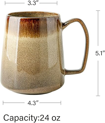 Miniatura 6 de Taza de café grande de cerámica de 24 onzas con asa, taza de café floral vintage, taza de té extra grande para oficina y hogar, apta para