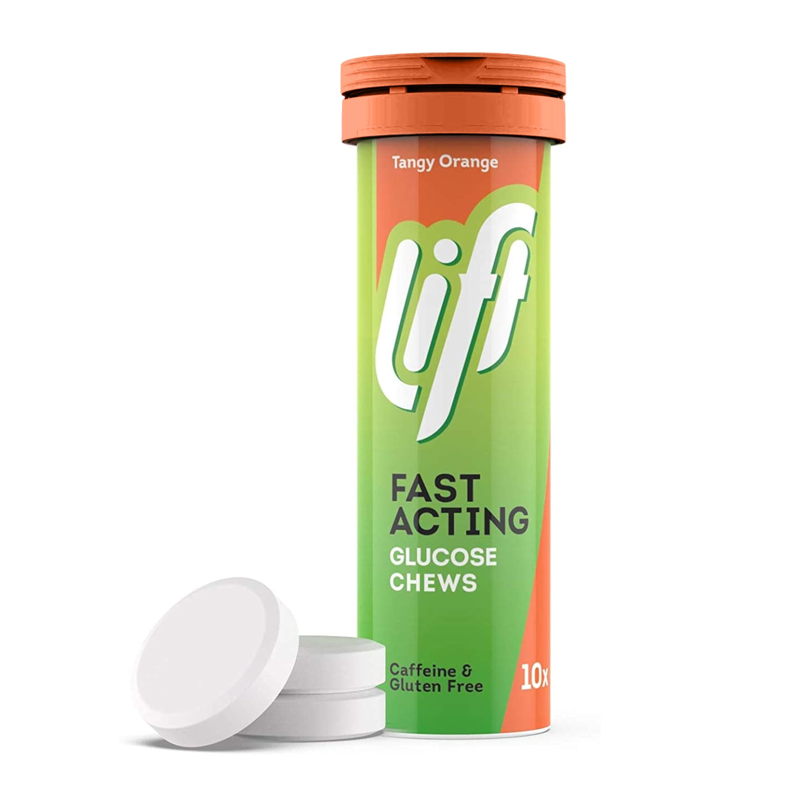 Lift Fast-Acting Glucose Tablets, Orange, 10 Count, 12 Pack