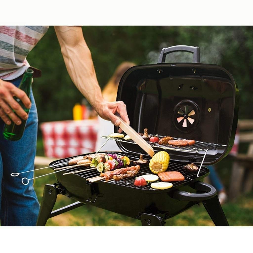 Przenośny grill na węgiel drzewny – okrągły ruszt do gotowania na zewnątrz na kemping sprzęt do grillowania na węgiel drzewny idealny na pikniki i imprezy na podwórku