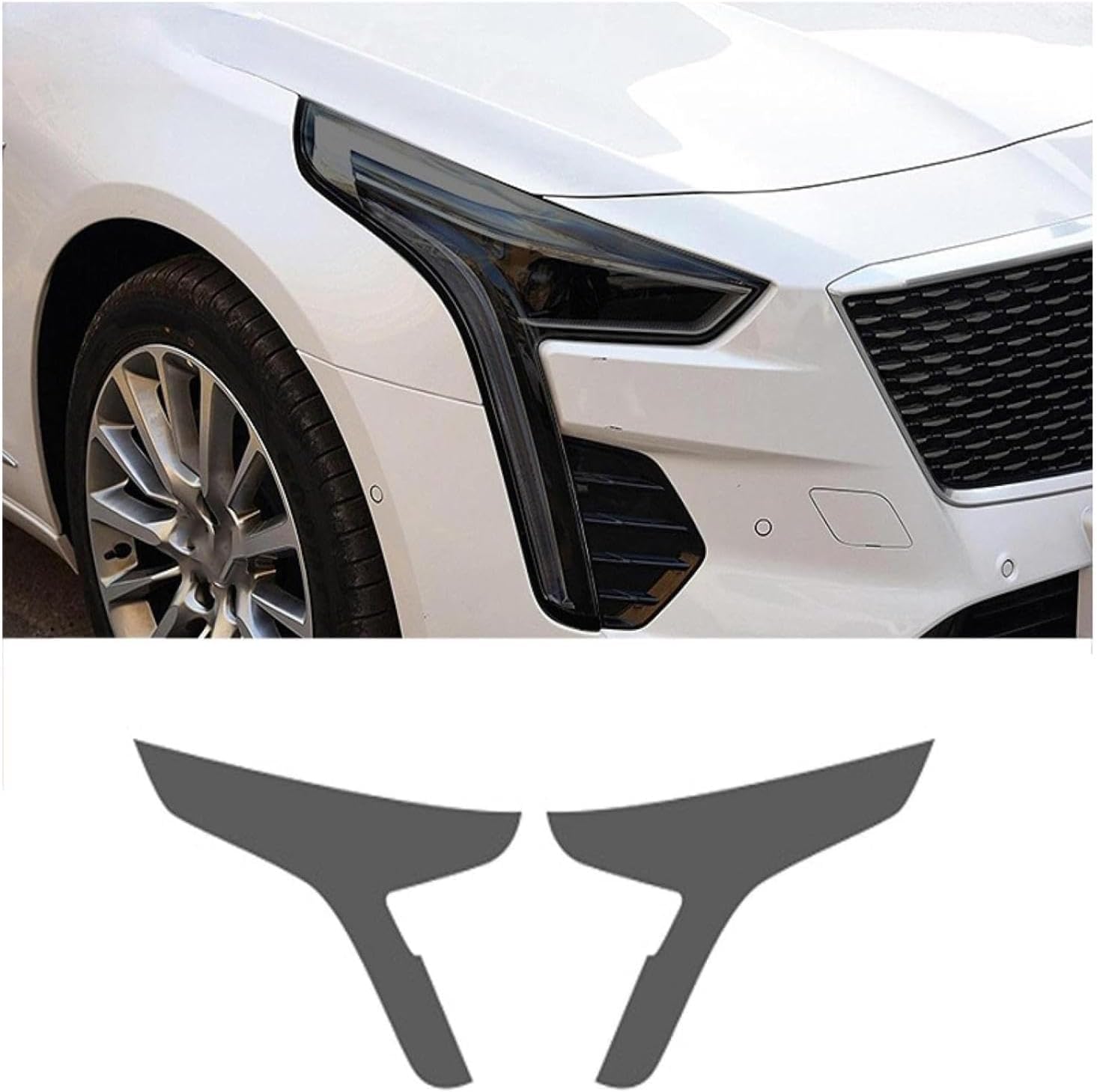 SamLng Car Front Light Film for Cadillac CT6 2019-2020 Car Headlight Film Front Light Transparent Blackened Moulding Vinyl Protection Sticker Car Light Film