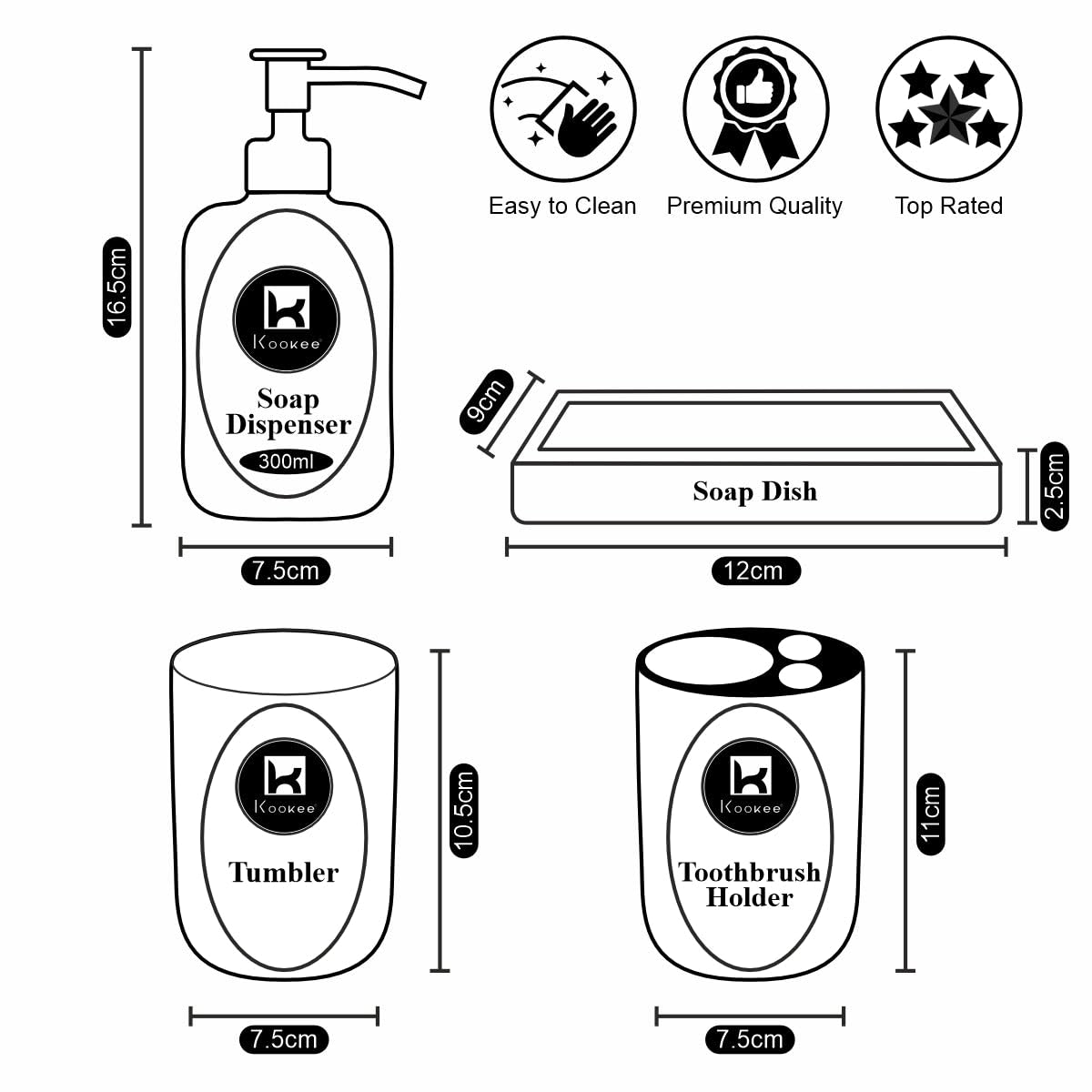 SaSaSa Ceramic Bathroom Accessories Set of 4 Modern Bath Set with Soap Dispenser & Toothbrush Holder, Luxury Home & Gift Idea, White/Silver (10111) 3