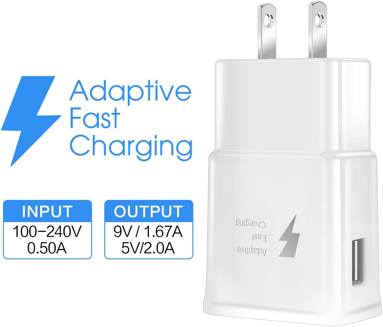 Adaptive Fast Charger, for Samsung Galaxy S7 S7 Edge S6 S6 Edge LG G2 G3 G4 [2 fast chargers + 2 micro cables] Fast Charger for Samsung Galaxy S7.