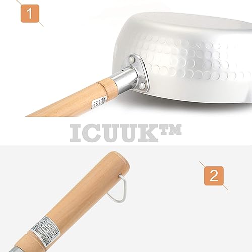 Miniatura 6 de Cacerola antiadherente de 1.7 cuartos de galón de capacidad tradicional japonesa Yukihira con mango y tapa de madera, olla multiusos, aleación de