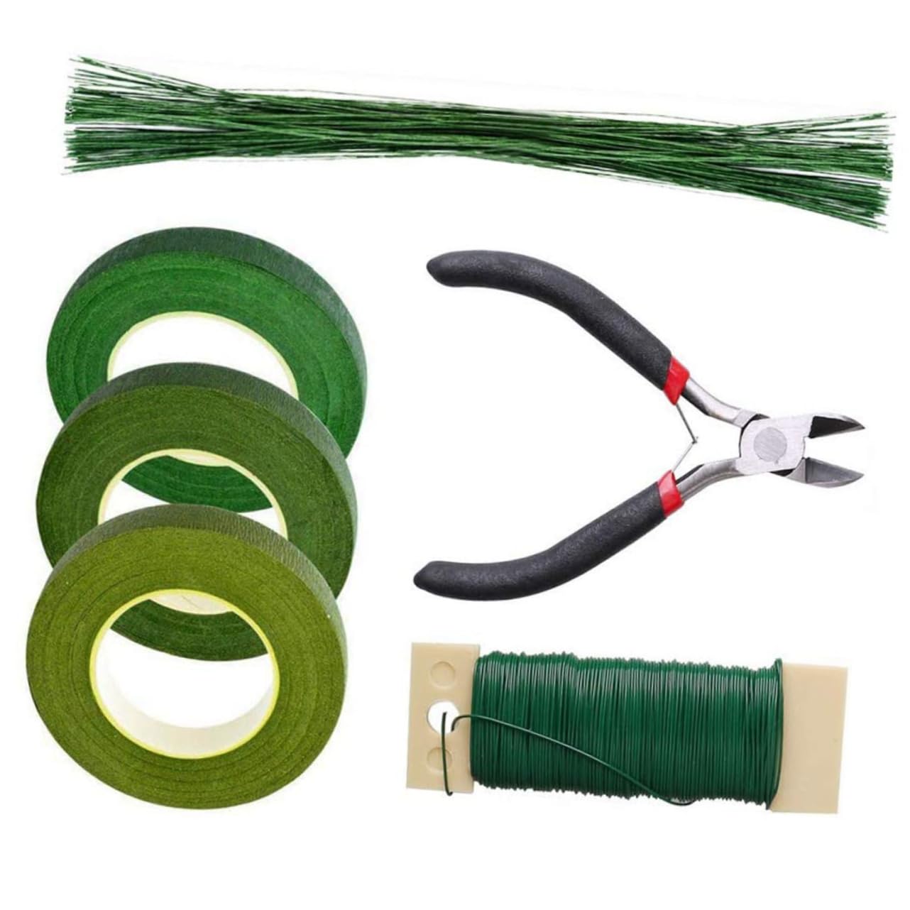 Beatifufu 6pcs DIY Flower Making Kit Floral Tool Set Tape Flower Wrap Floral Adhesive Tape Paper Wrap Wire