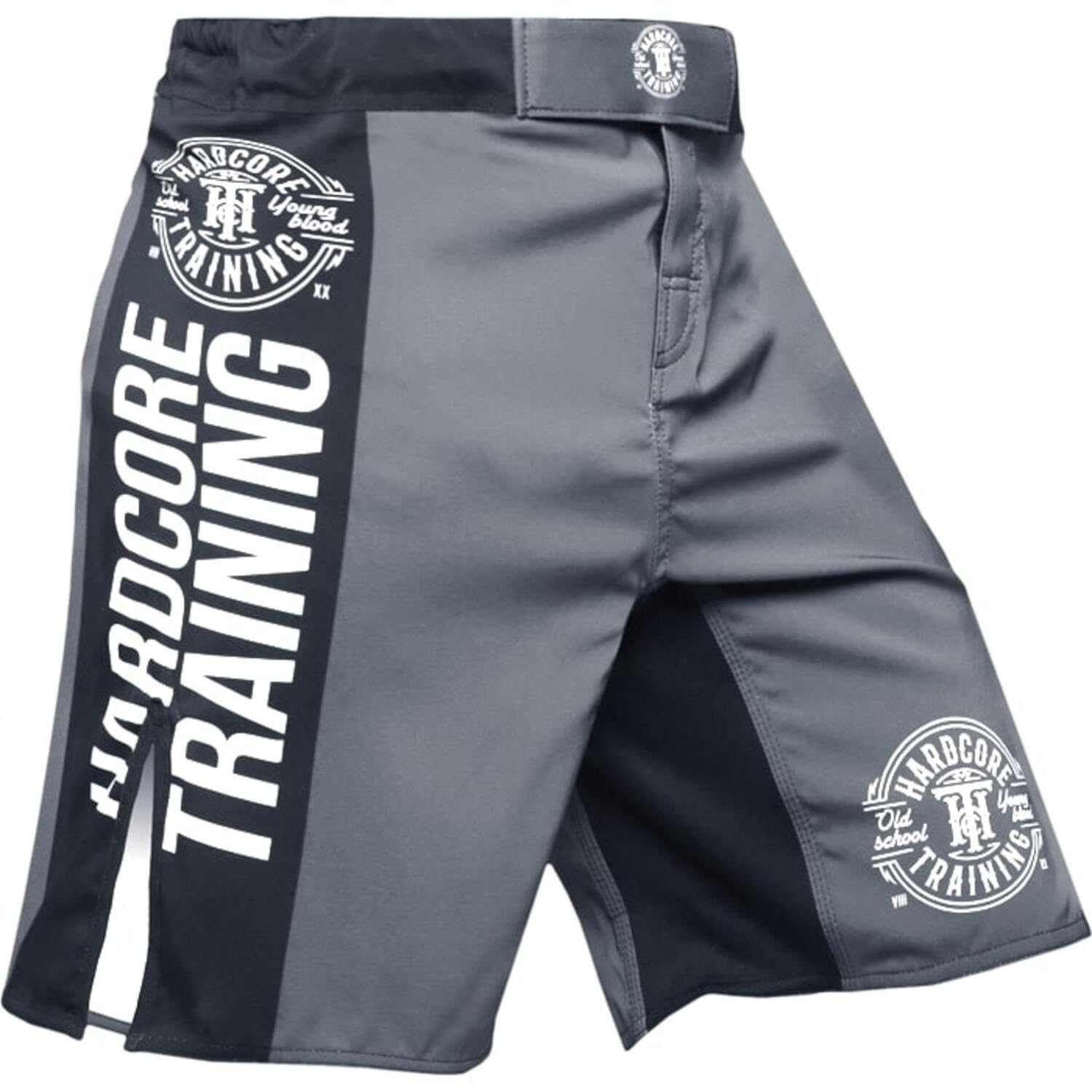 Hardcore Training Fight Shorts Recruit Boks Męski Szorty do Walki MMA Combat BJJ Grappling Fitness Muay Thai Kickboxing No Gi (DE/NL/SE/PL, Alfa, 5XL, Regularny, Regularny, szary szary)