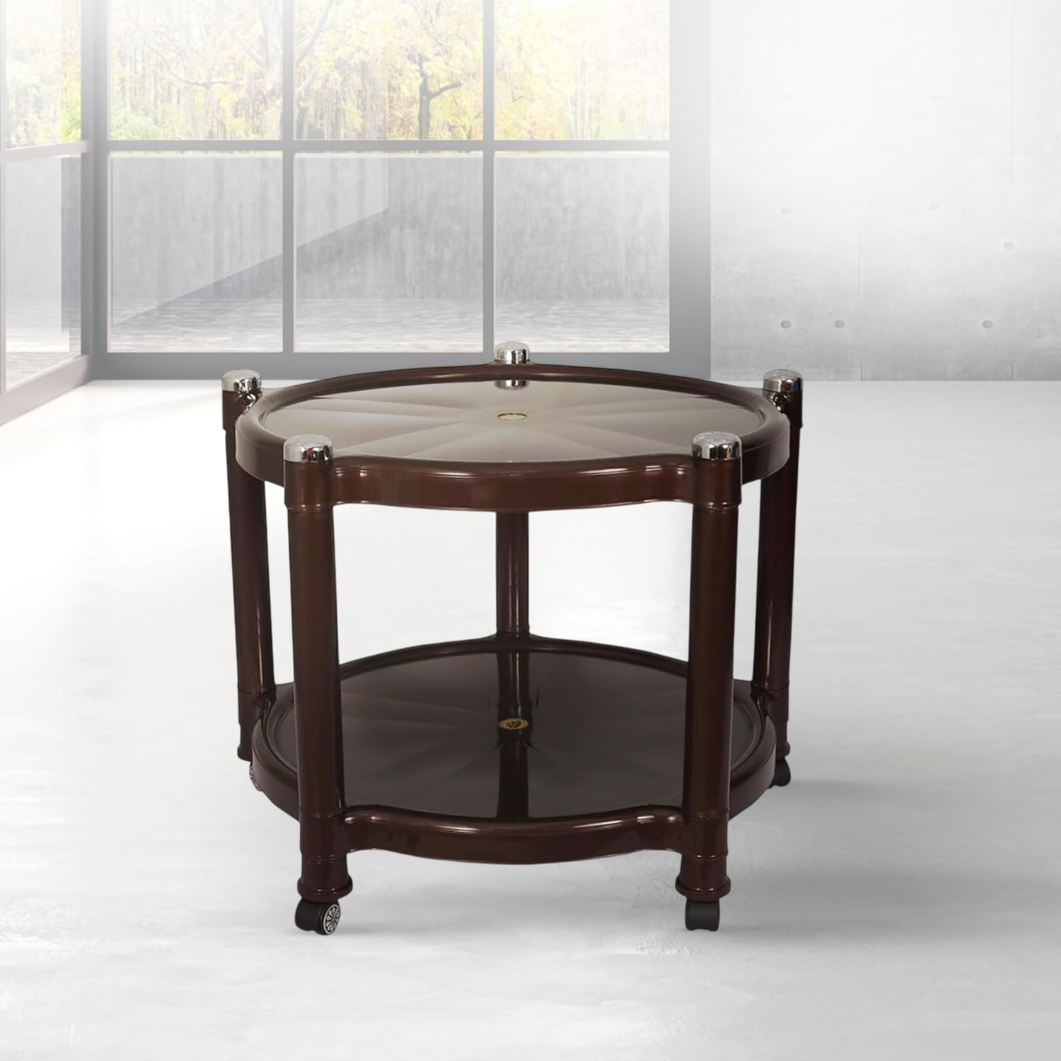 Prima 5008 Center Trolley Coffee Table/Tea Table/Teapoy for Home, Office & Outdoor (Weather Brown)