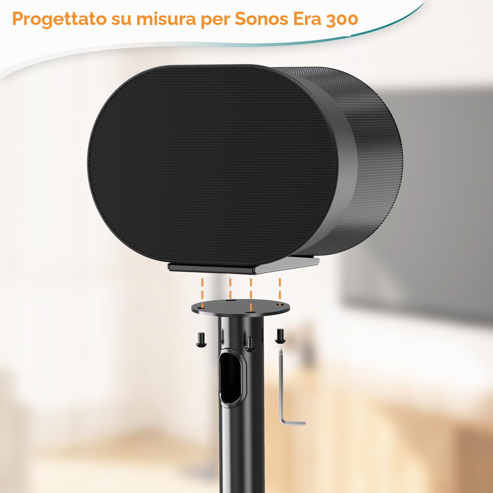 ELIVED Supporti per altoparlanti per Sonos Era 300, altezza 807 mm, supporto per altoparlante fino a 5 kg, supporto per altoparlanti surround con 2 tipi di cuscinetti per piedi, gestione dei cavi, 1
