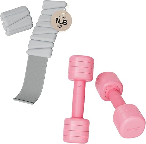 Mancuerna ajustable rosa (5 libras) y pesas de tobillo ajustables grises (1 libra)