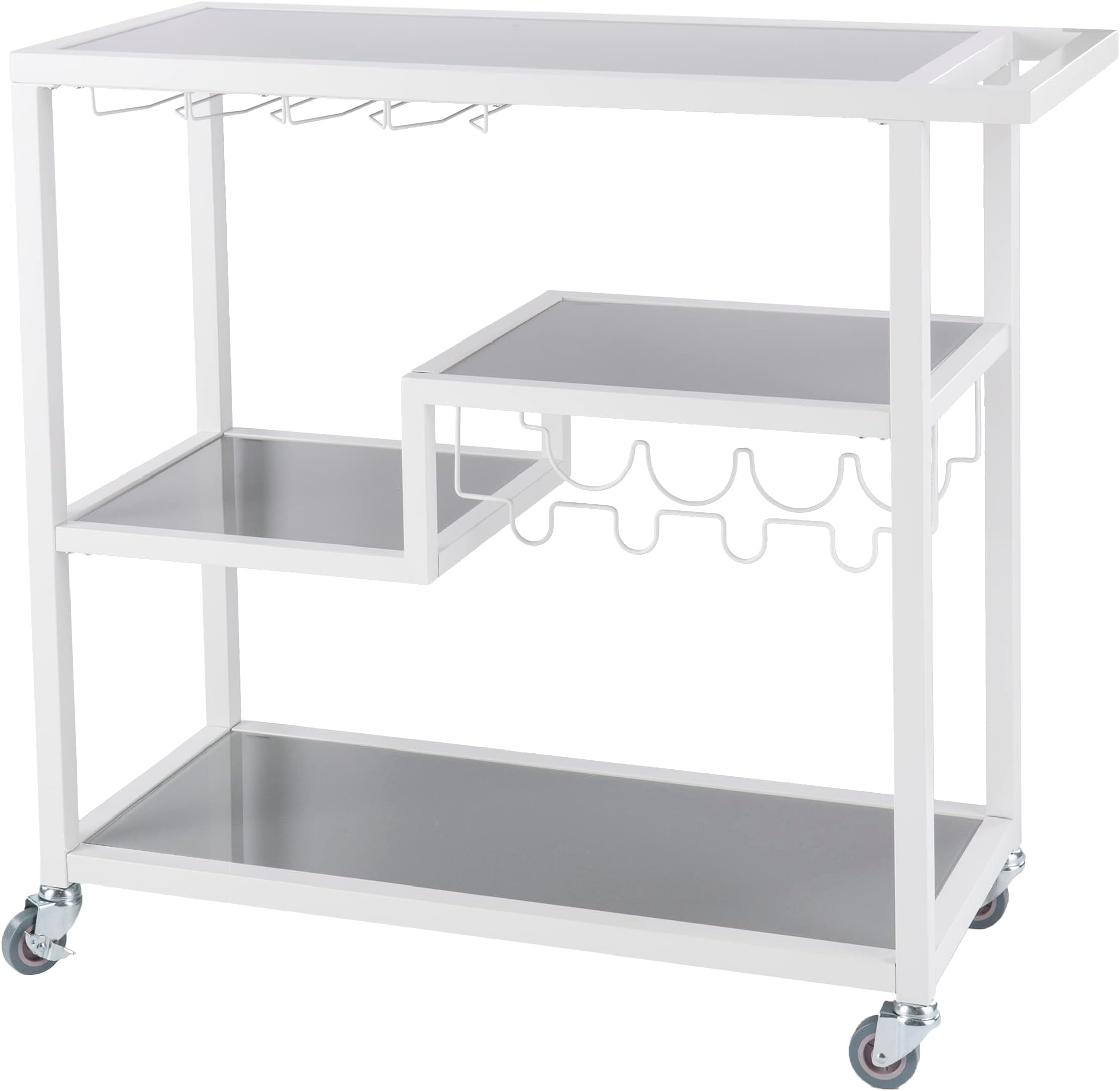 Holly & Martin Zephs Bar Cart White - Stylish Bar Cart for Home - Utility Carts with Wheels