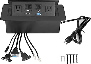 AQQHSAIN Hidden Table Pop Up Outlet Recessed Multimedia Strip Socket Table Pop up Power Desktop Table Connection Box with Outlet Network HDMI for The Conference Table, Black