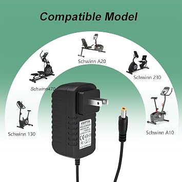 9V Power Adapter for Schwinn 130 150 170 202 220 230 240 270 420 430 460 470 A10 A20 Exercise Elliptical Bike Stationary Recumbent Upright Trainer Charger Replacement Power Supply Cord