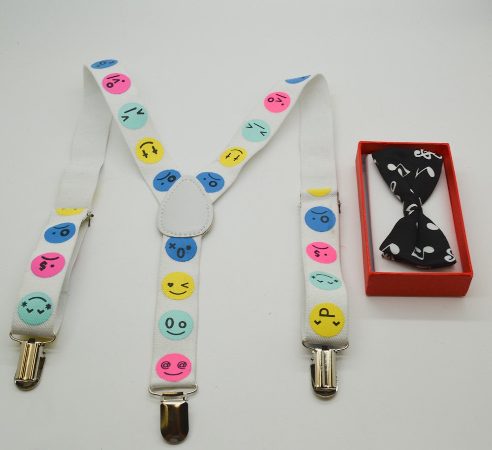 Cute Suspender and Black Music Notes Bow Tie for Toddler Baby Boys Girls