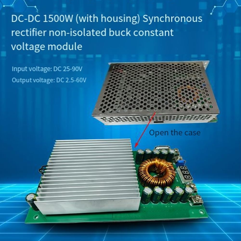 Fuente de Alimentación con Convertidor Buck Ajustable de 1500 W y 50 A, CC-CC de 25-90 V A 12 V, 48 V y 60 V, Regulador de Voltaje de Alta Potencia