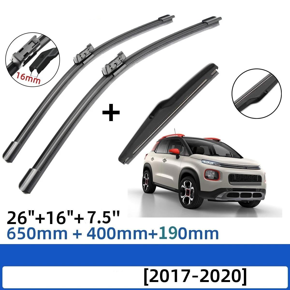 Spazzole Tergicristallo per Citroen C3 per Aircross 2017 2018 2019 2020 26 "+16"+8" Spazzole Tergicristallo Anteriori Posteriori Tergicristallo Auto