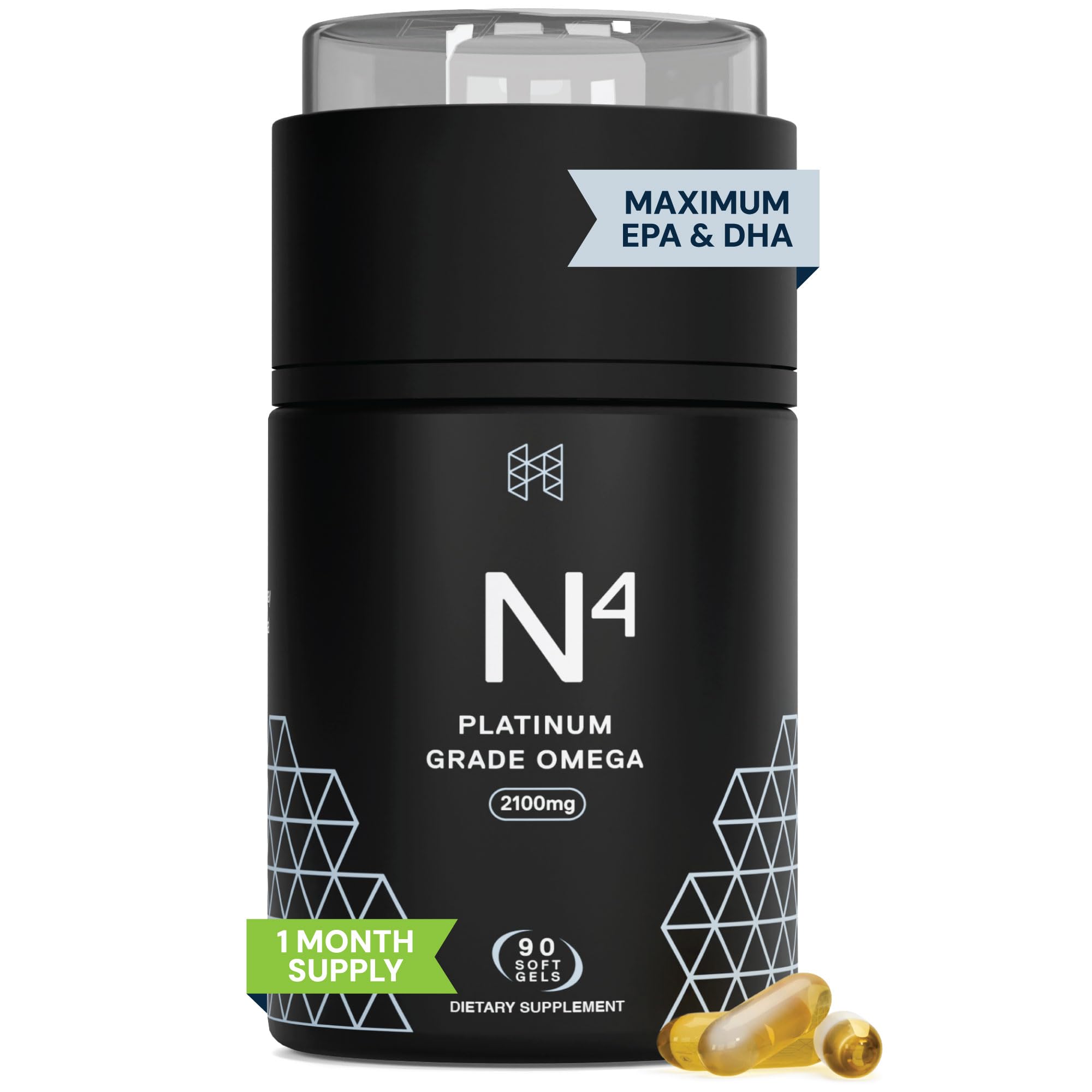 HPN N(4) Icelandic Omega-3 Fish Oil, 3,000 mg DHA & EPA | Increase Muscle Growth, Joint, and Brain Health | No Heavy Metals or Toxins | 90 Softgel Capsules