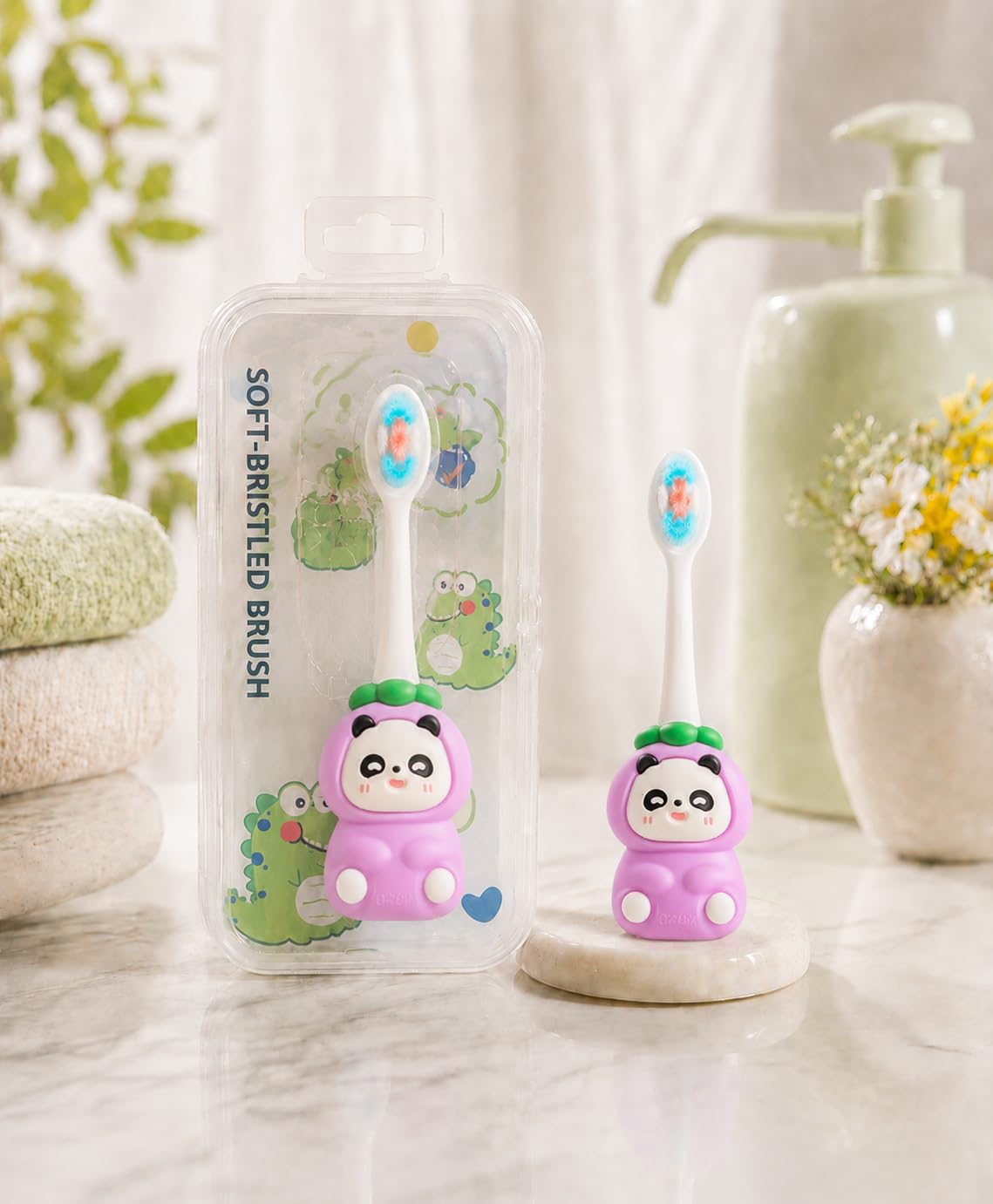 Baby Training Toothbrush for Kids 1-3 Years | Ultra Soft Bristles Toddler Tooth Brush | Cute Bear Design with Travel Storage Case | BPA Free Infant Oral Care Brush for Boys & Girls (PATTERN 801)-image-46