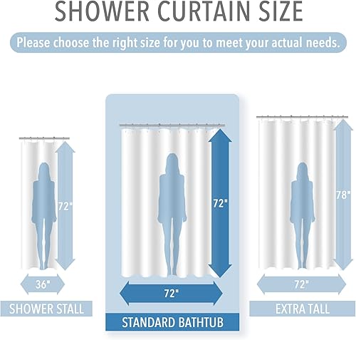 Miniatura 5 de BBiggood Cortina de ducha azul niebla, cortina de ducha de tejido gofre para juego de baño con ganchos, decoración impermeable de lujo estilo spa de