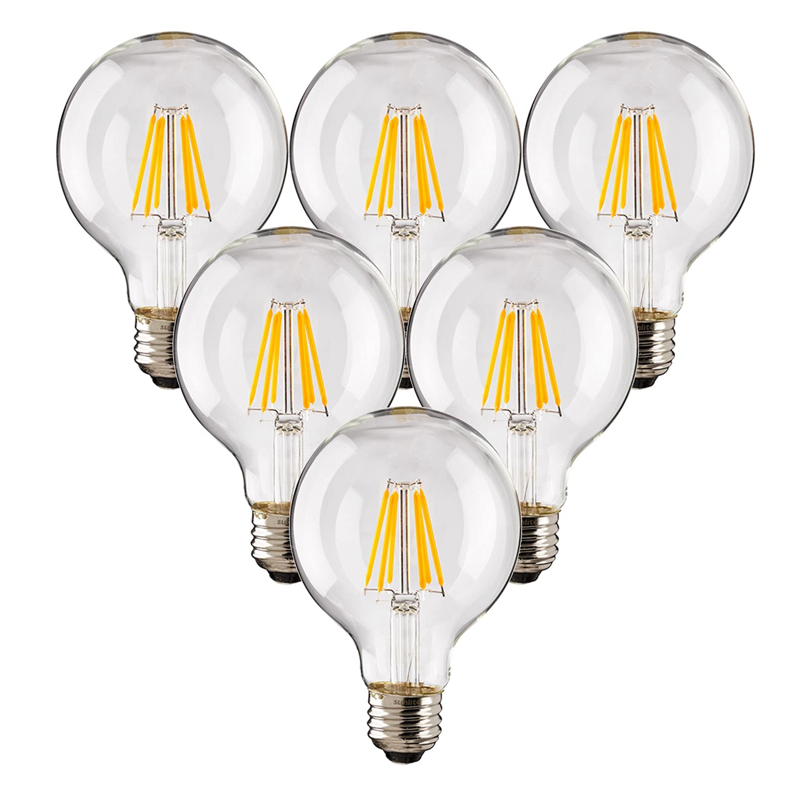 Lampadina LED a forma sfera 10 W, non dimmerabile, 1000 lm, ad alta luminosità, E27 Lampadina Edison anticata G80, lampadine a filamento LED globulari in vetro trasparente, luce specchio bagno, confe