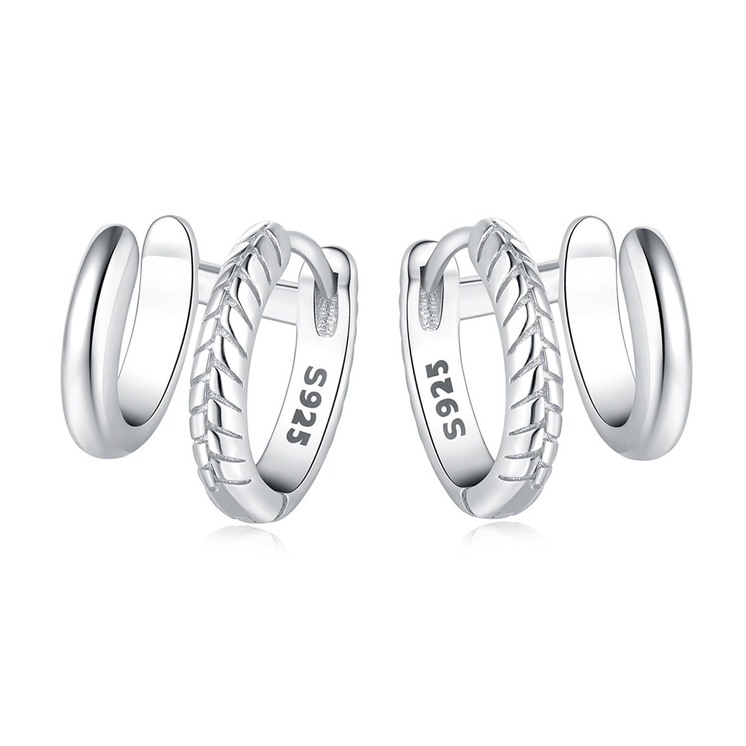 Pendientes de aro de plata de ley 925 para mujer, hipoalergénicos, estilo huggie — view 8