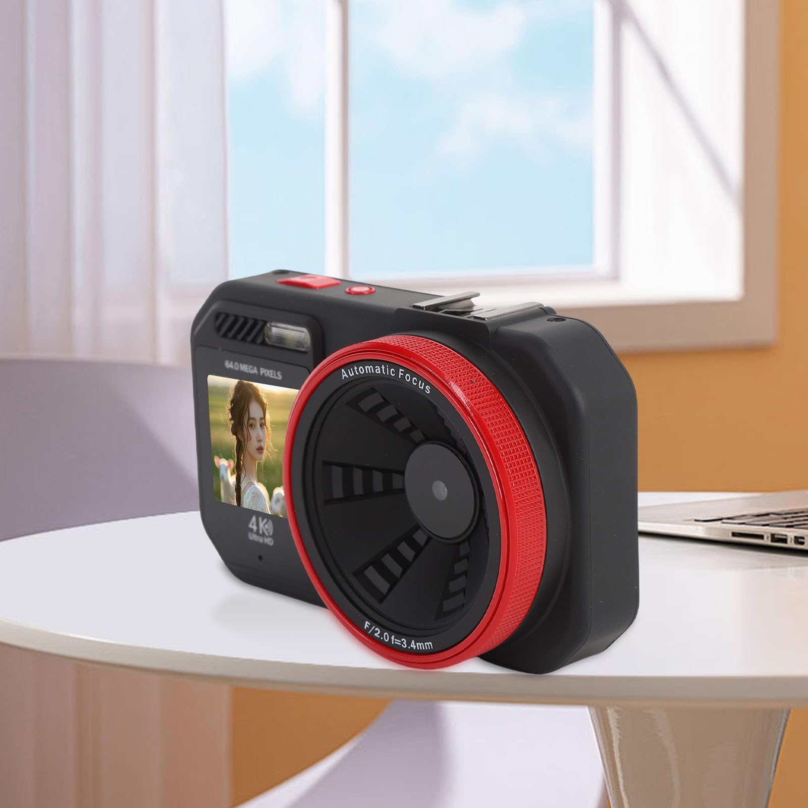Aparat Cyfrowy dla Dzieci, 64MP HD 18x Cyfrowy Zoom Autofocus Volg z Ekranem 2,8 -calowym, Selfie Podwójnego Ekranu, do Fotografii i Wideo (BLACK)